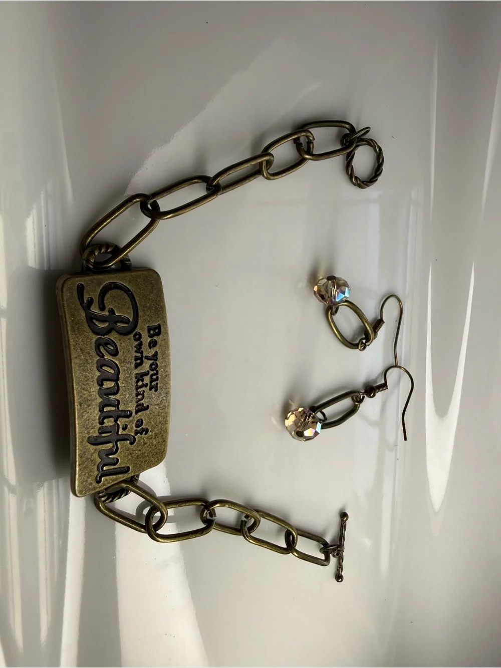 Vintage-Inspired 'Be Your Own Kind of Beautiful' Brass Bracelet - Brass